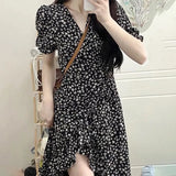 Toloer Break French Black Floral Dress Female Summer 2024 New Small Feeling Chiffon Temperament Dress-Outfit