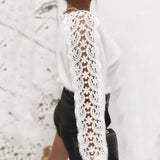 Sexy Winter Lace Stitching Solid Color