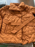 Ripple Quilted Lightweight Down Lapel Belt Tight