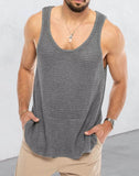 Toloer Spring And Summer Men's Casual Top Tank Top Sleeveless Knit Pure Color Men's Sweater