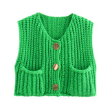 Autumn Street Shirt Fashion Cute Crochet Wool Vest Knitted Thick Knitted Vest Women's