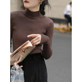 Collar Bottomed Shirt Women Autumn And Winter Folding Through The Ocean Gas Inside The Pit Sweater High-End Slim Slim Thin Knitting
