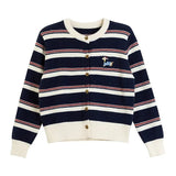 Toloer New Striped Knitted Shirt Small Fragrant Wind Milk Whiry Soft Sweater Cardigan Jacket Women Spring And Autumn Outside The