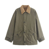 2024 Winter New Women's Street Fashion Loose Windbreaker Jacket Coat W063 9137-Outfit
