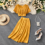 Female Suit 2022 New Single Breasted Slim Wasit Tops and Half-length Skirt Two Piece Sets Womens Outfits