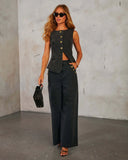 Selling New Solid Color Loose Fashion Long-Sleeved Denim Set Wide-Legged