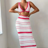 Two Sets Of Women's Knitted Slings Wrapped Breasts Skirt Dress Fashion