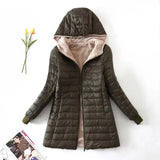 2022 Women Thick Fleece Hooded Coats Warm Jacket Loose Long Sleeves Pocket Ladies Elegant Autumn Winter