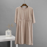 Summer New Cotton Dress Women's Casual Loose Round-Neck T-Neck Round-Neck A-Shaped Dress Women's