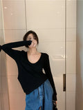 Toloer Female Slim Sexy Low Collar White Foreign Style Long Sleeves With Bottom Shirt 2024 Autumn New Slim
