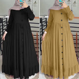 Casual Solid Puff Sleeve Ladies Kaftan Sundress ZANZEA Vintage Chiffon Dress Women 2023 Spring Ruffle Maxi Vestidos 618-1-Outfit