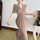 Summer Fashion Trend Women's New V-Necked Bare Back Mesh Splicing Body And Hip