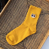 And Dog Pure Cotton Woman Harajuku Cartoon Animal Silver Dollar Manual Embroidery funny Socks & hosiery women Autumn