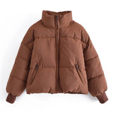 2021 Solid Color Fashion Winter Parka Women Long Sleeve Zipper Thick Warm Parkas Coat Casual Down Jacket With