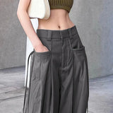 Toloer Tooling Wind Woven Pants Straight Pants Women's Casual Hanging Drop Feeling Loose Hot Girl Pants-Outfit
