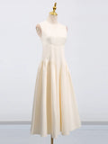Temperament Dress Women 2025 Spring New Round-Neck Sleeveless High-Grade Color White Long