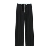 Waist Wide Leg Double-Layered Leisure Trousers 2025 Spring And Summer New Women's Rope High Waist Folding Broad Leg