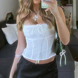 Desire White Sling Top Chest-Shaped Slim Lace Lace Belt Bare-Back Girl Vest 2024 New Fashion-Outfit
