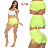 Hip Jacquard Bubble Shorts Bows Leisure Fitness Yoga Shorts-Outfit