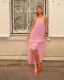 Halter Neck Ruched Midi Dress-Outfit