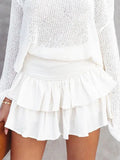 Smock Tiered Ruffle Mini Skirt-Outfit