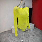 Toloer Sexy Tight Height Knitted Perspective Long-Sleeved Hot-Sleeved