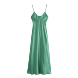 New Women's Wear Fashion Leisure Silk Satin Flute Suspender Skirt 2174330-Outfit