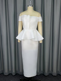 Elegant Breast-Wearing Lotus Leaf-Side Dress Wedding Pure White Bridesmaids Presided Dress Dress Dress Dress Dress Dress Dress Dress Dress
