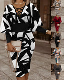 Independent Station Fashionable Fashion Printed Long-Sleeved Dress Women's Spot-Outfit