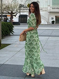 Summer New Women's Temperament Commuting Print Long Dress Loose Apparent Thin