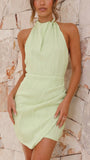 High-Sensing Dress Hanging Neck Textured Back Dopamine Sexy Short Skirt