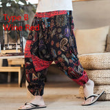 Cotton Linen Harem Pants Men Hip-hop Women Plus Size Wide Leg Trousers Casual Vintage Long Pants Pantalones Hombre