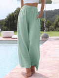 Cotton And Linen Drawstring Casual Trousers