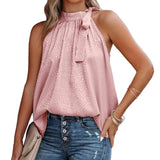 New Summer Style Bowtie Leopard Print Satin Sleeveless Vest-Outfit