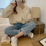 2022 New Women's Pullovers Vintage Korean Style Long Sleeve Round Neck Casual Loose Ladies Knitting Tops Sweaters