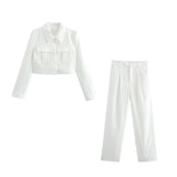 2025 New Women's Double Pocket Coat Top + Pants