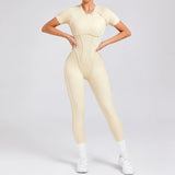 Toloer And Winter Stereo Back Tight Short-Sleeve Trousers One-Piece Sports Yoga Suit 88201-Outfit