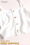 Women Sweet Camis Buttons Spaghetti Knitted Backless Camisole Summer Cute Tank Tops For Women Casual Crop