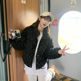 Female Winter 2024 New Korean College Wind And Thick Long Sleeve Cotton-Padded Coat Flower Cotton-Padded Jacket-Outfit