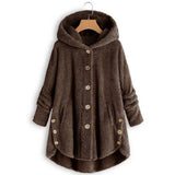 print jacket women's button solid color hooded