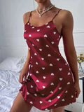 Toloer Beautiful Back Thin Home Clothes Sexy Halter Short Skirt Love Cartoon Cute Print Pajamas-Outfit