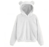 Winter New Plush Rabbit Ear Hooded Double-sided Velvet Warm Cute Sweater Casual Home Loose Pullover Fashion Tops-Outfit