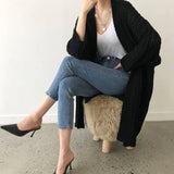And Winter Long Cardigan Pure Color Women's Knit Fashion Holiday Sweater Coat