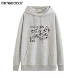 Toloer Cotton Cotton Composite Milk Silk 350G) Autumn And Winter New Cat Print Loose Hooded