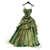 Goddess Fan Design Sense Square Neck Sling Sling Sling Folds To The Waist Lotus Leaf Dress Girl Dress