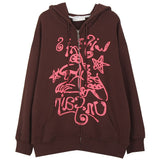 Vintage Female Sweatshirt Oversized Hoodies Women Autumn Long Sleeve Zip Up Coat Top E-girl Harajuku Grunge Gothic