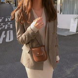 New woman jacket fashion woman winter jacket houndstooth short woman jacket plaid coat fall/winter lapel stand collar