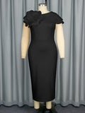 Banquet Evening Dress Round Collar Sleeveless Styling Floral Dress Party