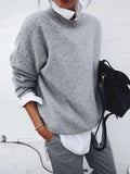 Autumn Long Pullover Solid Color Knitted