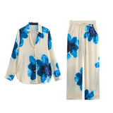Toloer 2024 New Women's Print Vertical Sex Shirt Slacks 2183040 2183041-Outfit